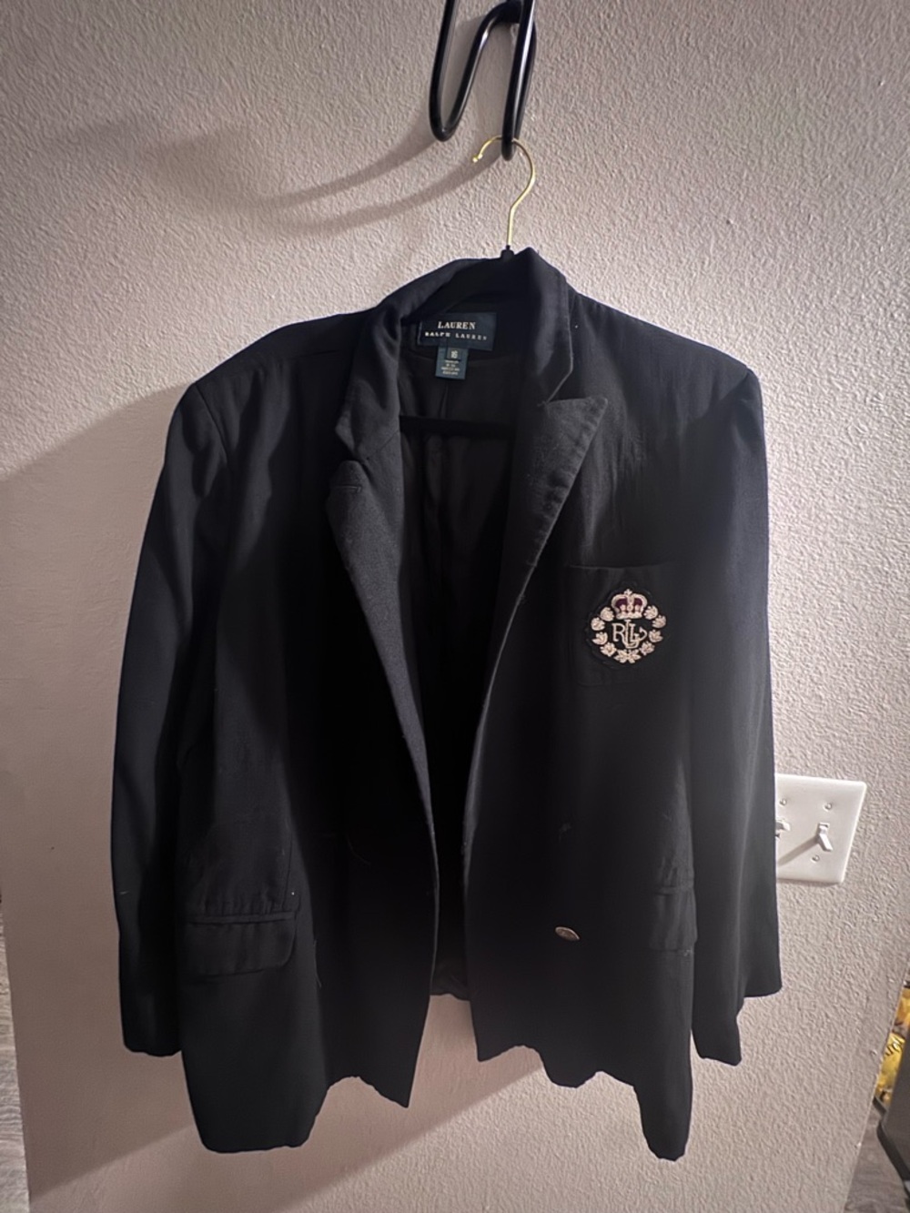 Lauren Ralph Lauren Black Women’s Blazer with Embroidered Crest